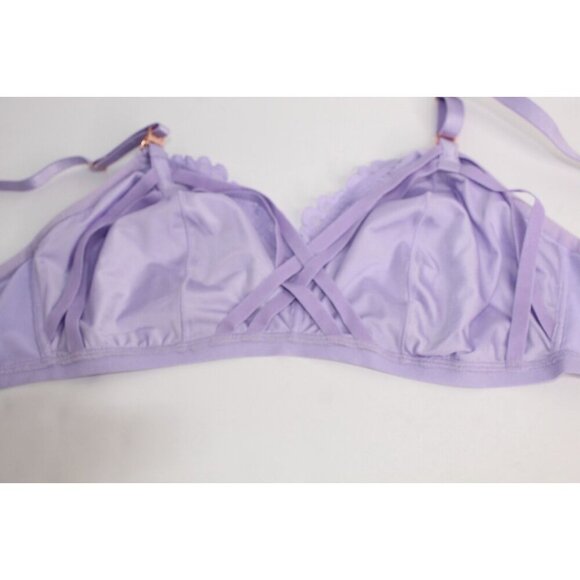 Savage X Fenty by Rihanna L Purple Lace Gold Unwired Structured Bra NWT - Picture 11 of 13
